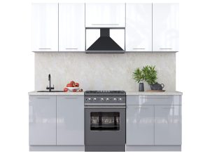 ГОТОВАЯ КУХНЯ ПЛАСТИК 2,2А (БЕЛЫЙ ГЛЯНЕЦ/ ТУМАННЫЙ ГЛЯНЕЦ)