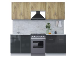 ГОТОВАЯ КУХНЯ ПЛАСТИК 2,2А (ДУБ ЭПОКСИД/ АНТРАЦИТ)