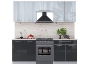 ГОТОВАЯ КУХНЯ ПЛАСТИК 2,2А (ТУМАННЫЙ ГЛЯНЕЦ/ АНТРАЦИТ)