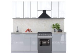 ГОТОВАЯ КУХНЯ ПЛАСТИК 2,3А (БЕЛЫЙ ГЛЯНЕЦ/ ТУМАННЫЙ ГЛЯНЕЦ)