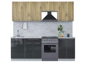 ГОТОВАЯ КУХНЯ ПЛАСТИК 2,3А (ДУБ ЭПОКСИД/ АНТРАЦИТ)