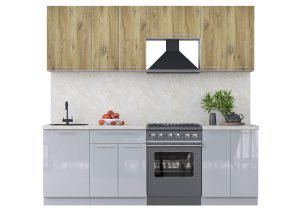 ГОТОВАЯ КУХНЯ ПЛАСТИК 2,3А (ДУБ ЭПОКСИД/ ТУМАННЫЙ ГЛЯНЕЦ)