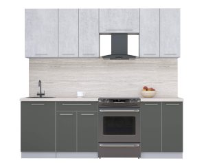 ГОТОВАЯ КУХНЯ ПЛАСТИК 2,3А (ОКСИД СВЕТЛЫЙ/ ШТОРМ)