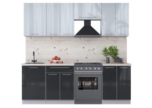 ГОТОВАЯ КУХНЯ ПЛАСТИК 2,3А (ТУМАННЫЙ ГЛЯНЕЦ/ АНТРАЦИТ)