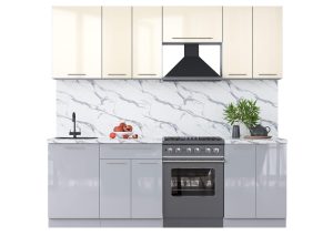 ГОТОВАЯ КУХНЯ ПЛАСТИК 2,3А (ВАНИЛЬ ГЛЯНЕЦ/ ТУМАННЫЙ ГЛЯНЕЦ)