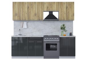 ГОТОВАЯ КУХНЯ ПЛАСТИК 2,4А (ДУБ ЭПОКСИД/ АНТРАЦИТ)