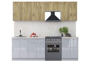 ГОТОВАЯ КУХНЯ ПЛАСТИК 2,4А (ДУБ ЭПОКСИД/ ТУМАННЫЙ ГЛЯНЕЦ)