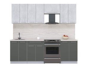 ГОТОВАЯ КУХНЯ ПЛАСТИК 2,4А (ОКСИД СВЕТЛЫЙ/ ШТОРМ)