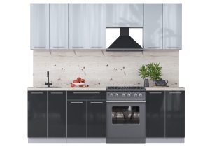 ГОТОВАЯ КУХНЯ ПЛАСТИК 2,4А (ТУМАННЫЙ ГЛЯНЕЦ/ АНТРАЦИТ)