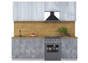 ГОТОВАЯ КУХНЯ ПЛАСТИК 2,4А (ТУМАННЫЙ ГЛЯНЕЦ/ МРАМОР)