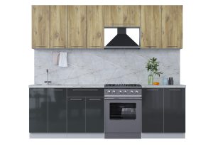 ГОТОВАЯ КУХНЯ ПЛАСТИК 2,5А (ДУБ ЭПОКСИД/ АНТРАЦИТ)