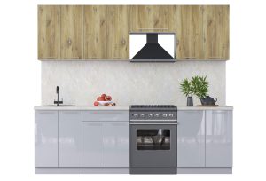 ГОТОВАЯ КУХНЯ ПЛАСТИК 2,5А (ДУБ ЭПОКСИД/ ТУМАННЫЙ ГЛЯНЕЦ)