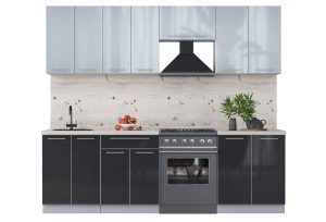 ГОТОВАЯ КУХНЯ ПЛАСТИК 2,5А (ТУМАННЫЙ ГЛЯНЕЦ/ АНТРАЦИТ)