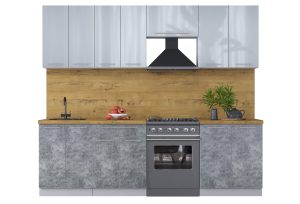 ГОТОВАЯ КУХНЯ ПЛАСТИК 2,5А (ТУМАННЫЙ ГЛЯНЕЦ/ МРАМОР)