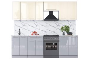 ГОТОВАЯ КУХНЯ ПЛАСТИК 2,5А (ВАНИЛЬ ГЛЯНЕЦ/ ТУМАННЫЙ ГЛЯНЕЦ)