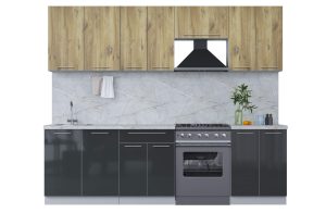 ГОТОВАЯ КУХНЯ ПЛАСТИК 2,6А (ДУБ ЭПОКСИД/ АНТРАЦИТ)