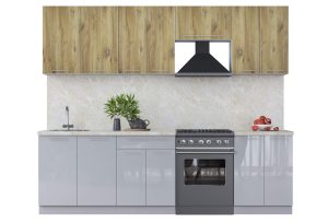 ГОТОВАЯ КУХНЯ ПЛАСТИК 2,6А (ДУБ ЭПОКСИД/ ТУМАННЫЙ ГЛЯНЕЦ)