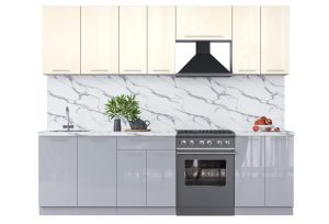 ГОТОВАЯ КУХНЯ ПЛАСТИК 2,6А (ВАНИЛЬ ГЛЯНЕЦ/ ТУМАННЫЙ ГЛЯНЕЦ)