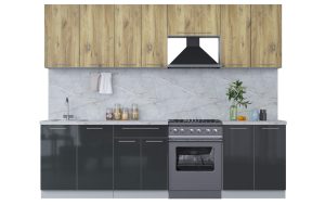 ГОТОВАЯ КУХНЯ ПЛАСТИК 2,7А (ДУБ ЭПОКСИД/ АНТРАЦИТ)