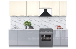 ГОТОВАЯ КУХНЯ ПЛАСТИК 2,7А (ВАНИЛЬ ГЛЯНЕЦ/ ТУМАННЫЙ ГЛЯНЕЦ)