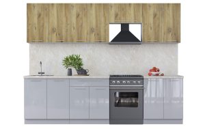 ГОТОВАЯ КУХНЯ ПЛАСТИК 2,8А (БЕЛЫЙ ГЛЯНЕЦ/ ТУМАННЫЙ ГЛЯНЕЦ)