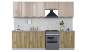 ГОТОВАЯ КУХНЯ ПЛАСТИК 2,8А (КАПУЧИНО ГЛЯНЕЦ/ ДУБ ЭПОКСИД)