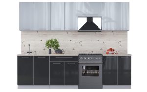 ГОТОВАЯ КУХНЯ ПЛАСТИК 2,8А (ТУМАННЫЙ ГЛЯНЕЦ/ АНТРАЦИТ)