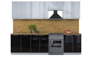 ГОТОВАЯ КУХНЯ ПЛАСТИК 2,8А (ТУМАННЫЙ ГЛЯНЕЦ/ ЧЕРНЫЙ ГЛЯНЕЦ)