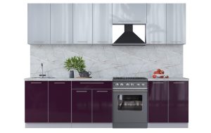 ГОТОВАЯ КУХНЯ ПЛАСТИК 2,8А (ТУМАННЫЙ ГЛЯНЕЦ/ СЛИВА ГЛЯНЕЦ)