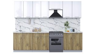 ГОТОВАЯ КУХНЯ ПЛАСТИК 2,9А (БЕЛЫЙ ГЛЯНЕЦ/ ДУБ ЭПОКСИД)