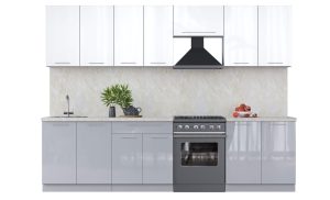 ГОТОВАЯ КУХНЯ ПЛАСТИК 2,9А (БЕЛЫЙ ГЛЯНЕЦ/ ТУМАННЫЙ ГЛЯНЕЦ)