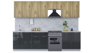ГОТОВАЯ КУХНЯ ПЛАСТИК 2,9А (ДУБ ЭПОКСИД/ АНТРАЦИТ)