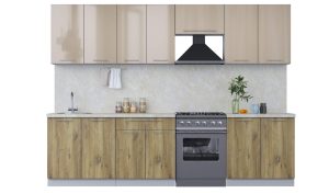 ГОТОВАЯ КУХНЯ ПЛАСТИК 2,9А (КАПУЧИНО ГЛЯНЕЦ/ ДУБ ЭПОКСИД)