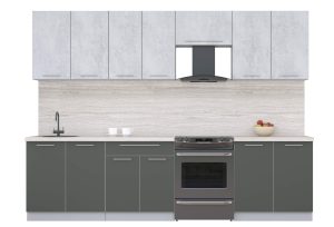 ГОТОВАЯ КУХНЯ ПЛАСТИК 2,9А (ОКСИД СВЕТЛЫЙ/ ШТОРМ)