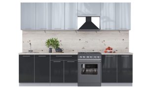 ГОТОВАЯ КУХНЯ ПЛАСТИК 2,9А (ТУМАННЫЙ ГЛЯНЕЦ/ АНТРАЦИТ)