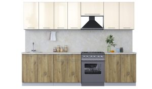 ГОТОВАЯ КУХНЯ ПЛАСТИК 2,9А (ВАНИЛЬ ГЛЯНЕЦ/ ДУБ ЭПОКСИД)