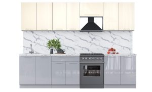 ГОТОВАЯ КУХНЯ ПЛАСТИК 2,9А (ВАНИЛЬ ГЛЯНЕЦ/ ТУМАННЫЙ ГЛЯНЕЦ)