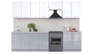 ГОТОВАЯ КУХНЯ ПЛАСТИК 3,0А (БЕЛЫЙ ГЛЯНЕЦ/ ТУМАННЫЙ ГЛЯНЕЦ)