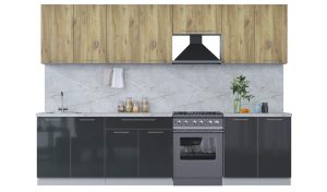 ГОТОВАЯ КУХНЯ ПЛАСТИК 3,0А (ДУБ ЭПОКСИД/ АНТРАЦИТ)