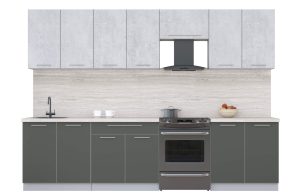 ГОТОВАЯ КУХНЯ ПЛАСТИК 3,0А (ОКСИД СВЕТЛЫЙ/ ШТОРМ)