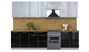 ГОТОВАЯ КУХНЯ ПЛАСТИК 3,0А (ТУМАННЫЙ ГЛЯНЕЦ/ ЧЕРНЫЙ ГЛЯНЕЦ)