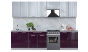 ГОТОВАЯ КУХНЯ ПЛАСТИК 3,0А (ТУМАННЫЙ ГЛЯНЕЦ/ СЛИВА ГЛЯНЕЦ)