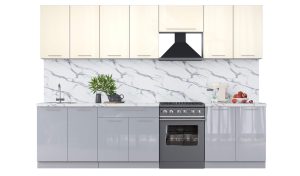 ГОТОВАЯ КУХНЯ ПЛАСТИК 3,0А (ВАНИЛЬ ГЛЯНЕЦ/ ТУМАННЫЙ ГЛЯНЕЦ)