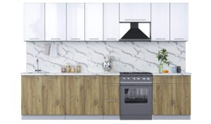 ГОТОВАЯ КУХНЯ ПЛАСТИК 3,1А (БЕЛЫЙ ГЛЯНЕЦ/ ДУБ ЭПОКСИД)