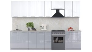 ГОТОВАЯ КУХНЯ ПЛАСТИК 3,1А (БЕЛЫЙ ГЛЯНЕЦ/ ТУМАННЫЙ ГЛЯНЕЦ)