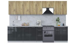 ГОТОВАЯ КУХНЯ ПЛАСТИК 3,1А (ДУБ ЭПОКСИД/ АНТРАЦИТ)