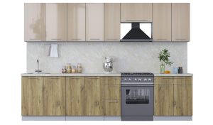 ГОТОВАЯ КУХНЯ ПЛАСТИК 3,1А (КАПУЧИНО ГЛЯНЕЦ/ ДУБ ЭПОКСИД)