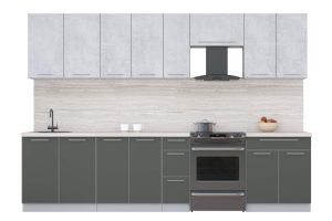 ГОТОВАЯ КУХНЯ ПЛАСТИК 3,1А (ОКСИД СВЕТЛЫЙ/ ШТОРМ)