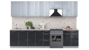 ГОТОВАЯ КУХНЯ ПЛАСТИК 3,1А (ТУМАННЫЙ ГЛЯНЕЦ/ АНТРАЦИТ)