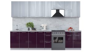 ГОТОВАЯ КУХНЯ ПЛАСТИК 3,1А (ТУМАННЫЙ ГЛЯНЕЦ/ СЛИВА ГЛЯНЕЦ)